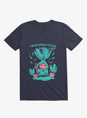 Vegetarian Food Feel The Magic Navy Blue T-Shirt