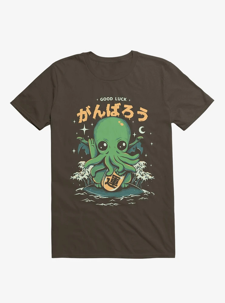 Good Luck Cutethulhu Brown T-Shirt