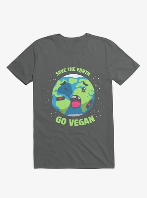 Save The Earth Go Vegan Charcoal Grey T-Shirt