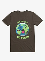 Save The Earth Go Vegan Brown T-Shirt