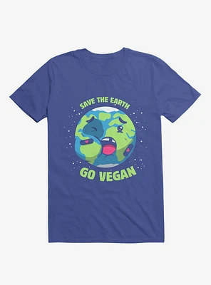 Save The Earth Go Vegan Royal Blue T-Shirt