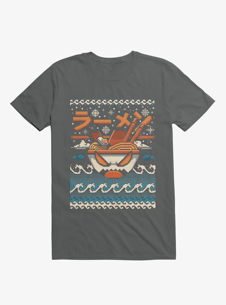 The Great Ramen Of Kanagawa Ugly Holiday Charcoal Grey T-Shirt