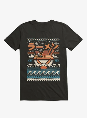 The Great Ramen Of Kanagawa Ugly Holiday Black T-Shirt