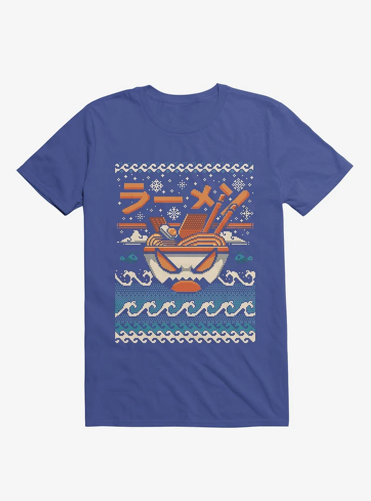 The Great Ramen Of Kanagawa Ugly Holiday Royal Blue T-Shirt