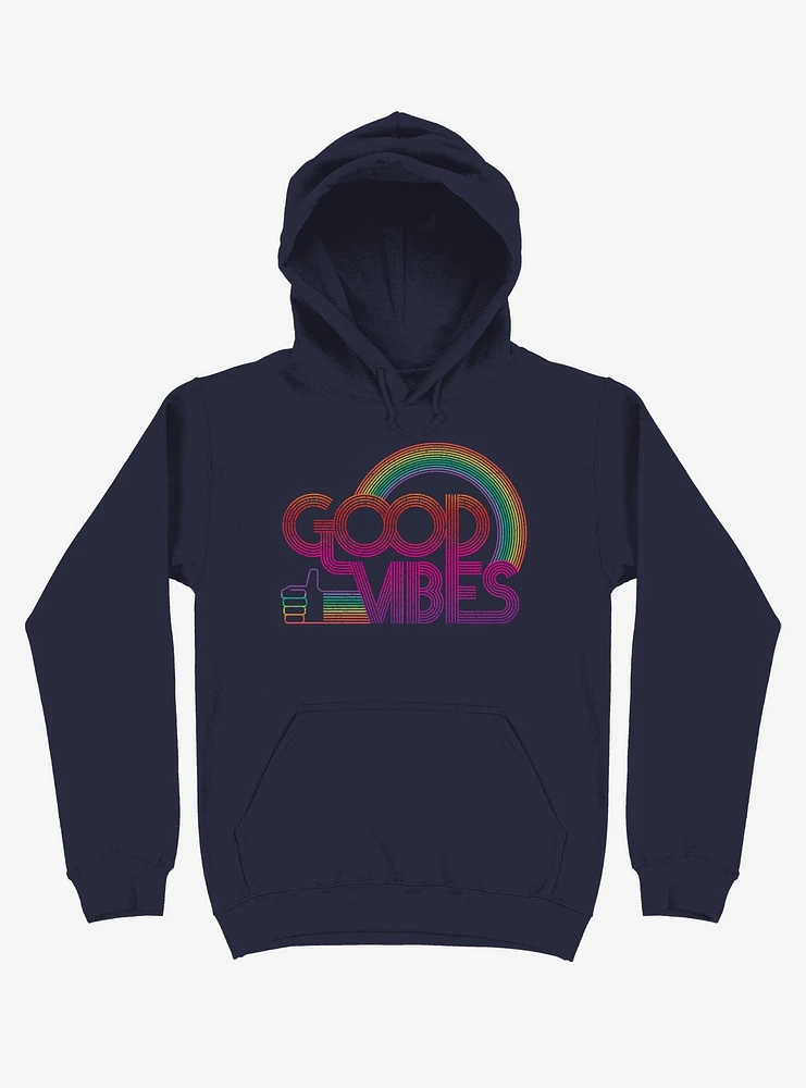 Good Vibes Rainbow Navy Blue Hoodie