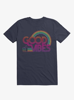 Good Vibes Rainbow Navy Blue T-Shirt