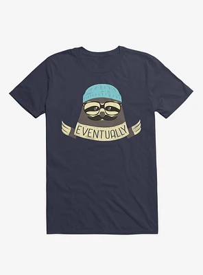Hipster Sloth Takes His Time Navy Blue T-Shirt