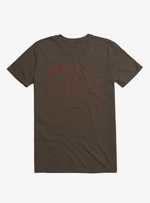 Caught You My Red Hearted Web Brown T-Shirt