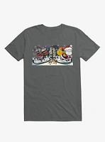 Cute Little Santa And His Spooky Pal Krampus Asphalt Grey T-Shirt