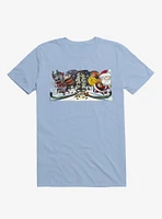 Cute Little Santa And His Spooky Pal Krampus Light Blue T-Shirt