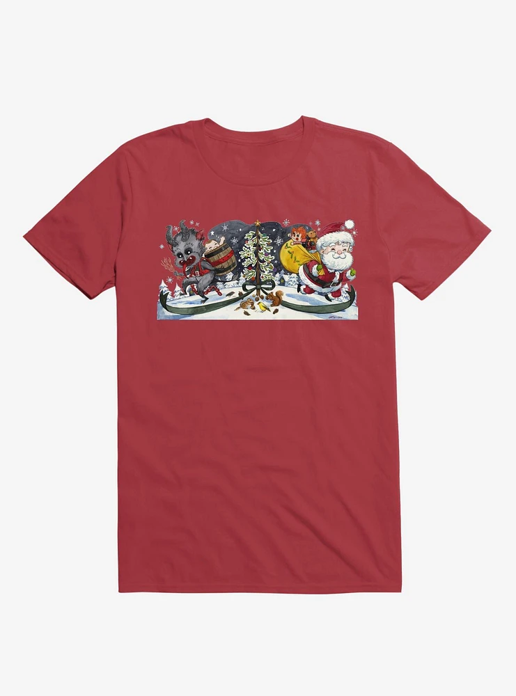 Cute Little Santa And His Spooky Pal Krampus T-Shirt