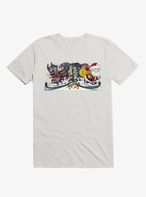 Cute Little Santa And His Spooky Pal Krampus White T-Shirt