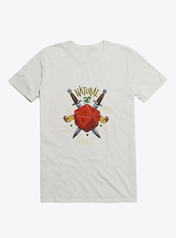 Natural Dice Skull Daggers White T-Shirt