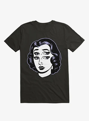 Four Eyed Retro Girl Black T-Shirt