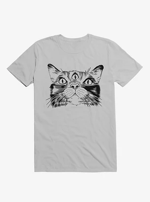 Janus Three Eyed Cat Face Ice Grey T-Shirt
