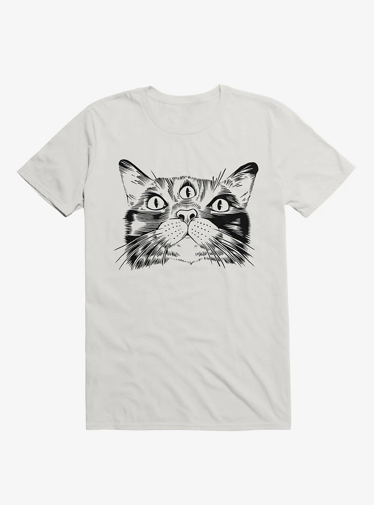 Janus Three Eyed Cat Face White T-Shirt