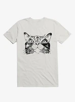 Janus Three Eyed Cat Face White T-Shirt