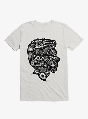Motorcycle Parts My Head Silhouette White T-Shirt
