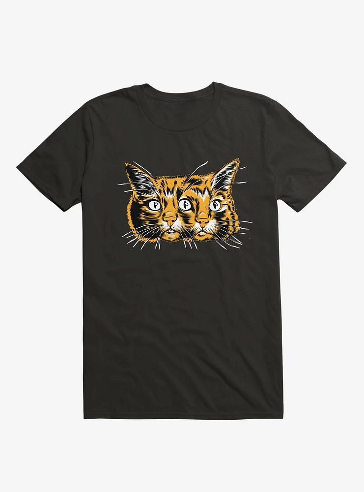 Orange Janus Three Eyed Cat Head T-Shirt