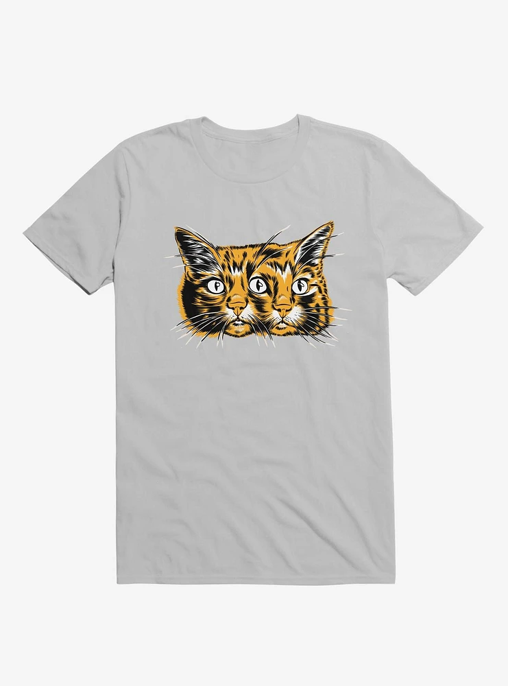 Orange Janus Three Eyed Cat Head Ice Grey T-Shirt