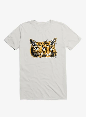 Orange Janus Three Eyed Cat Head White T-Shirt