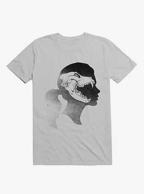 Wolf Skull Girl Outline Ice Grey T-Shirt