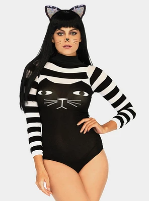 Nylon Striped Cat Bodysuit