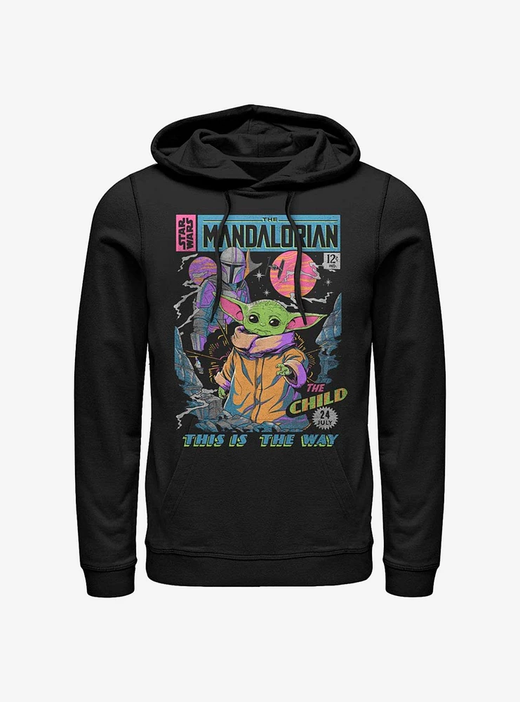 Star Wars The Mandalorian Child Neon Poster Hoodie