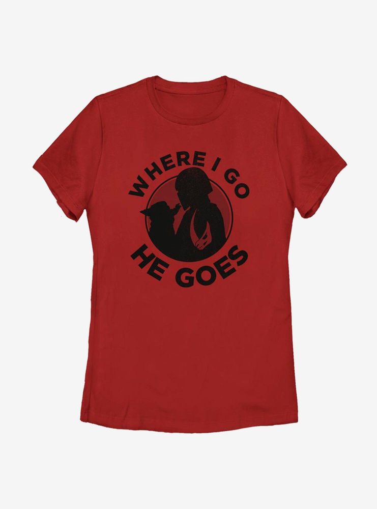 Star Wars The Mandalorian Where I Go He Goes Womens T-Shirt