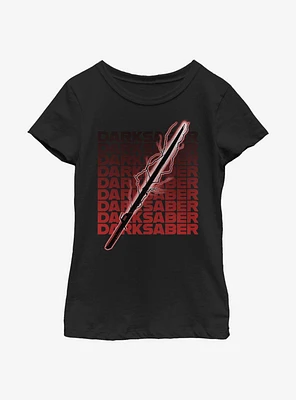 Star Wars The Mandalorian Darksaber Text Youth Girls T-Shirt