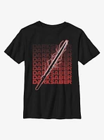 Star Wars The Mandalorian Darksaber Text Youth T-Shirt