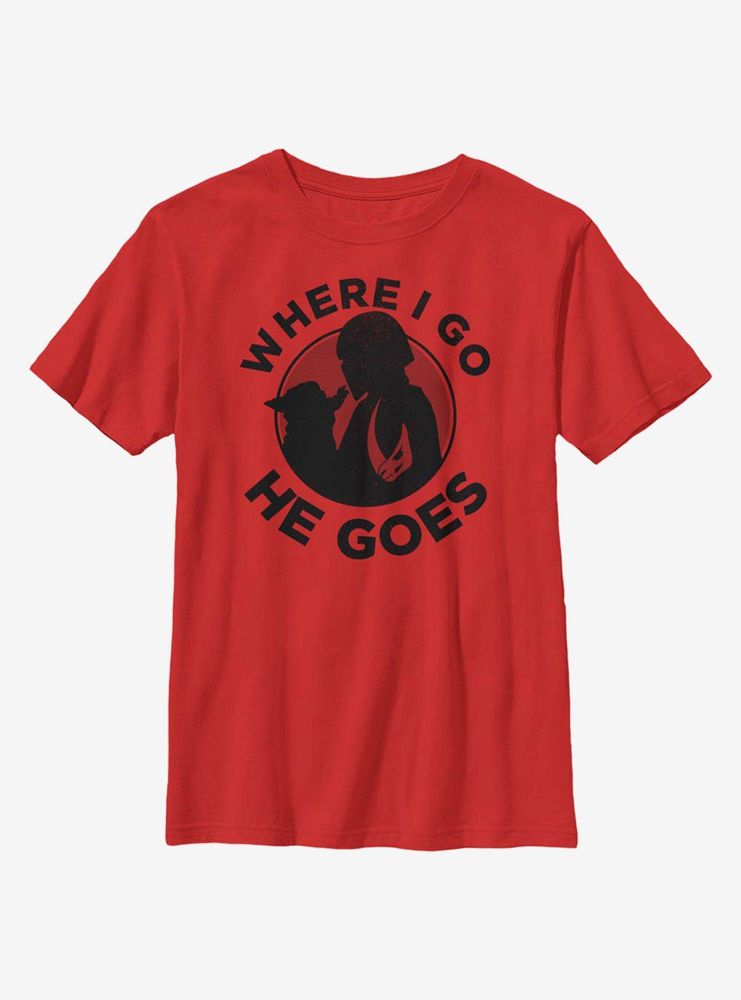 Star Wars The Mandalorian Where I Go He Goes Youth T-Shirt