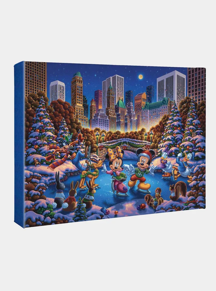 Disney Mickey And Friends Skating In Central Park 11 X 14 Inches Gallery Wrap Canvas