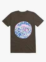 Blue Spotted Cat Bath Brown T-Shirt