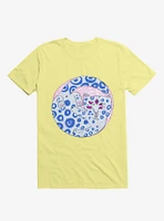 Blue Spotted Cat Bath Corn Silk Yellow T-Shirt