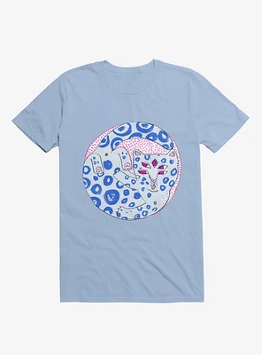 Blue Spotted Cat Bath Light T-Shirt