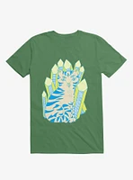 Crystal Striped Cat Kelly Green T-Shirt