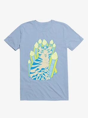 Crystal Striped Cat Light Blue T-Shirt