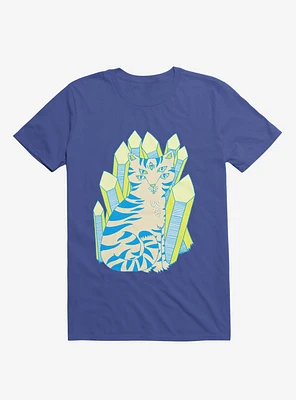 Crystal Striped Cat Royal Blue T-Shirt