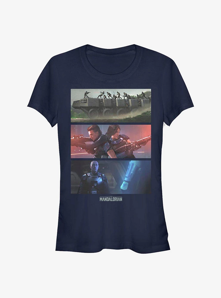 Star Wars The Mandalorian Battle Scene Girls T-Shirt