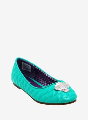 Disney The Little Mermaid Teal Quilted Seashell Flats