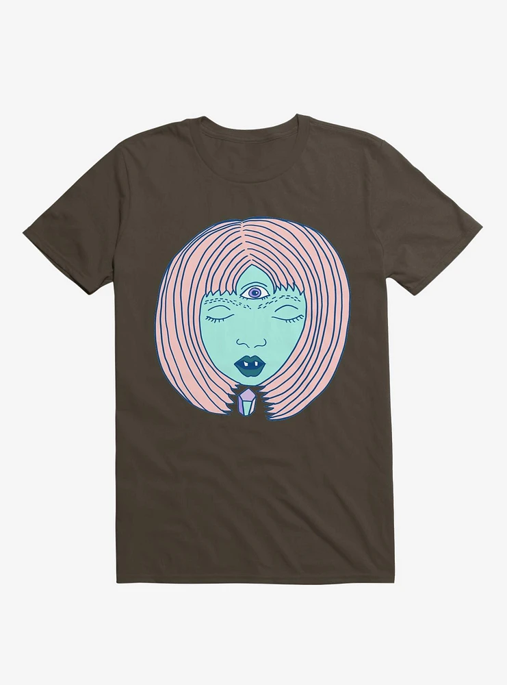3 Eyed Girl Crystal Brown T-Shirt