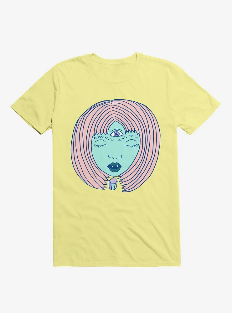 3 Eyed Girl Crystal Corn Silk Yellow T-Shirt