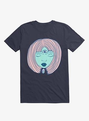 3 Eyed Girl Crystal Navy Blue T-Shirt
