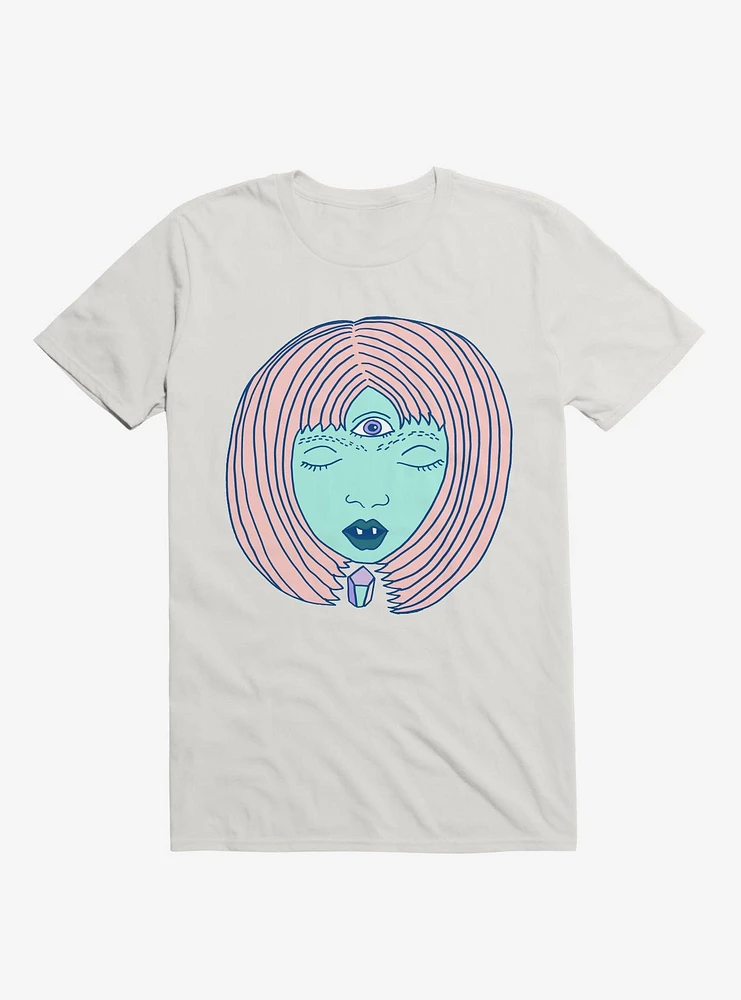 3 Eyed Girl Crystal White T-Shirt