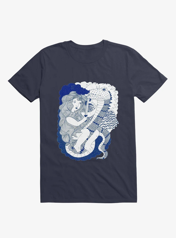 Dragon Slayer Girl Navy Blue T-Shirt