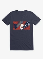 Future Thoughts Flame And Skull Smoke Navy Blue T-Shirt