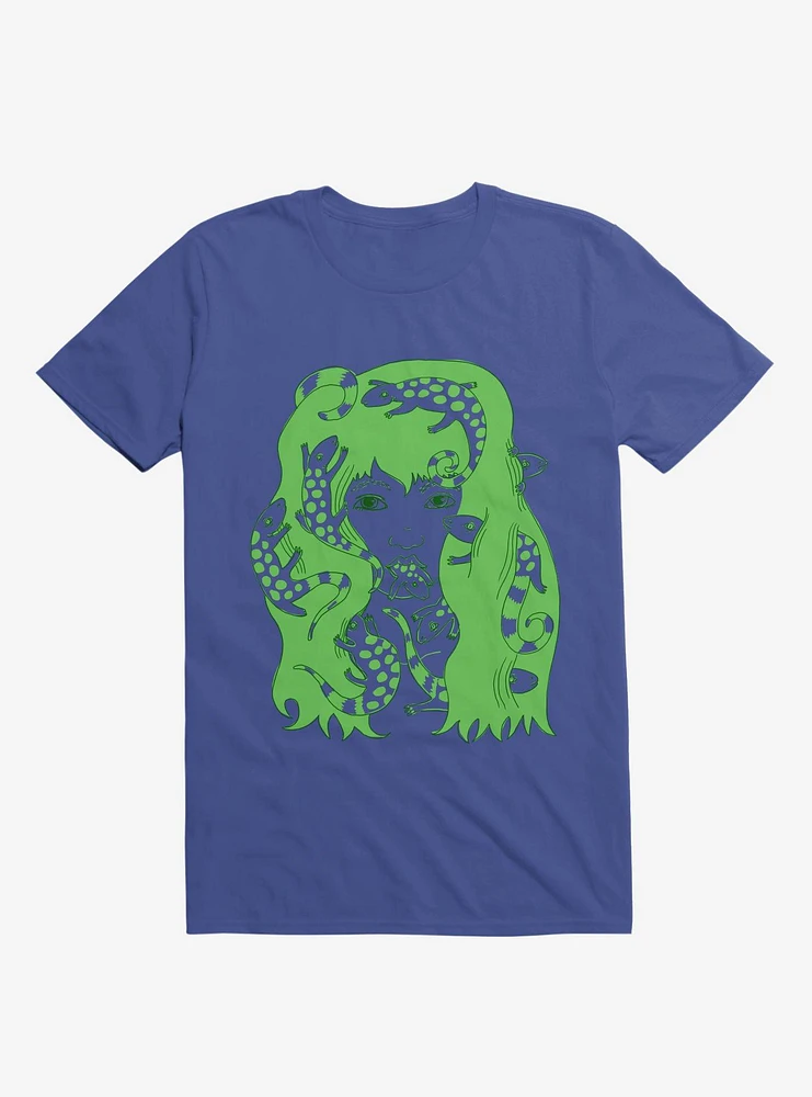 Lizard Eating Girl Lizzie Royal Blue T-Shirt