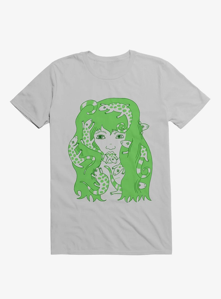 Lizard Eating Girl Lizzie Ice Grey T-Shirt