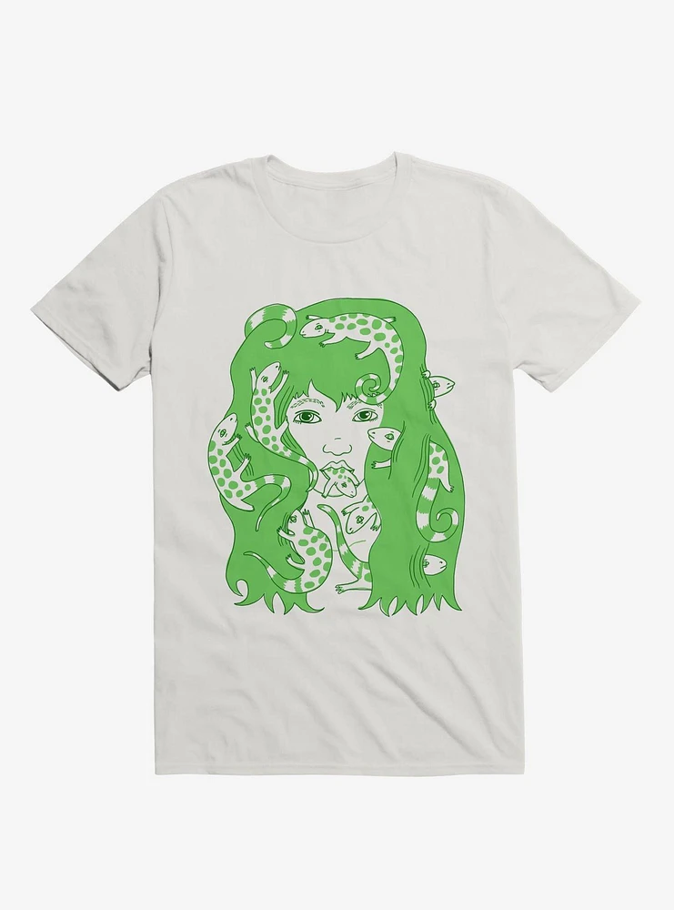 Lizard Eating Girl Lizzie White T-Shirt